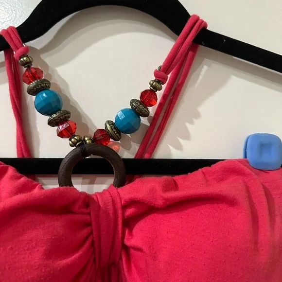 Derek Heart Red Pleated A-Line Maxi Dress with Jeweled Neckline - Picture 3 of 6